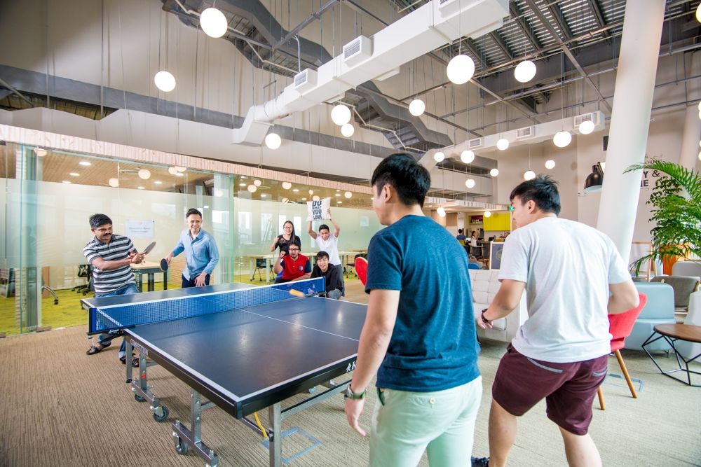 Govtech's game room with table tennis table