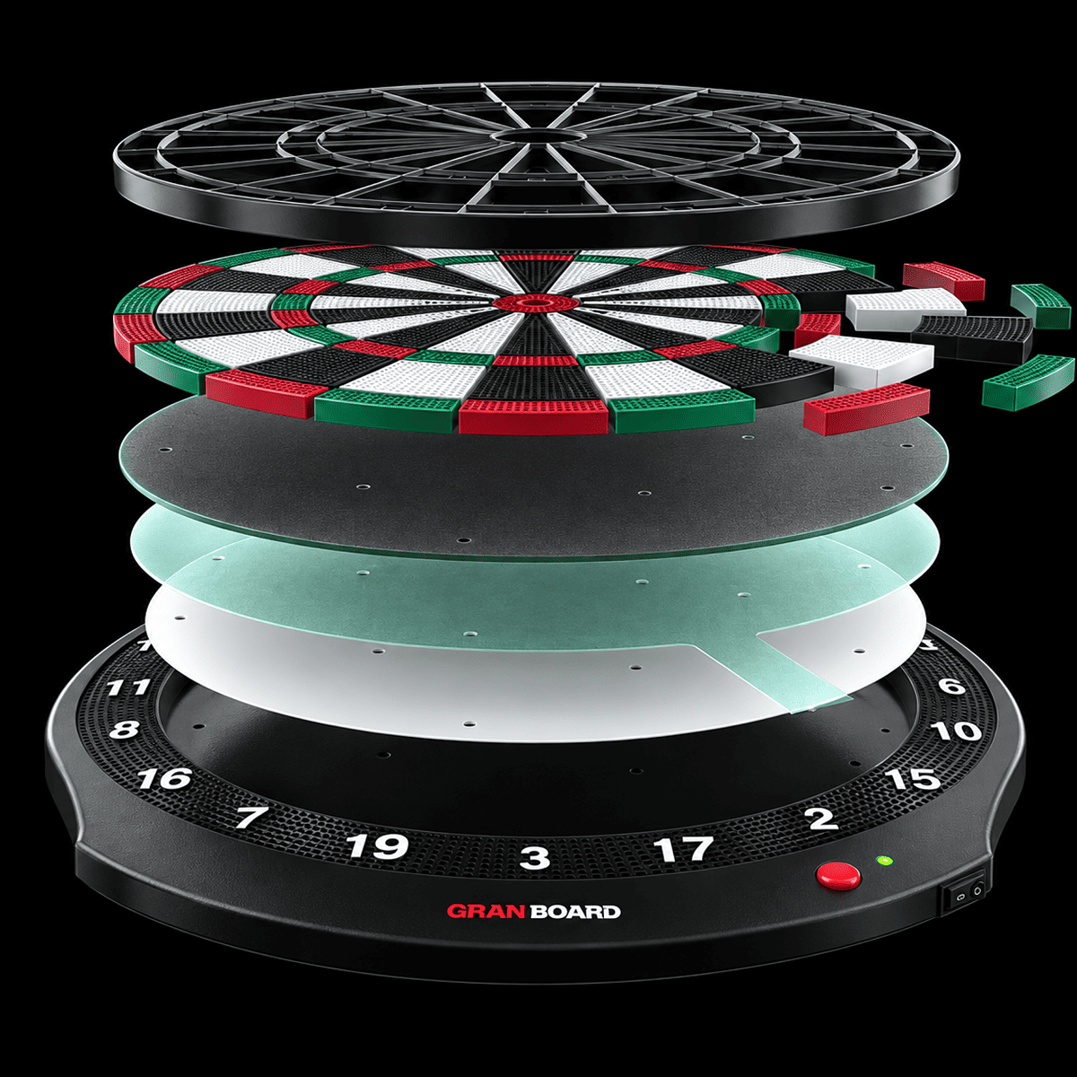 GranBoard Dash Green electronic dartboard components